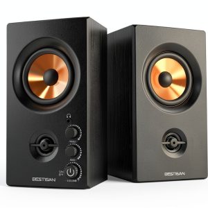 BESTISAN SR80 Bookshelf Speakers Wood Classic Design-0