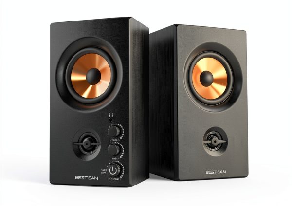 BESTISAN SR80 Bookshelf Speakers Wood Classic Design-0