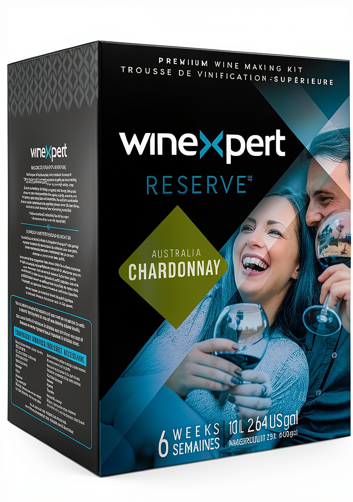 Australian Chardonnay wine kit with oak chips and packaging