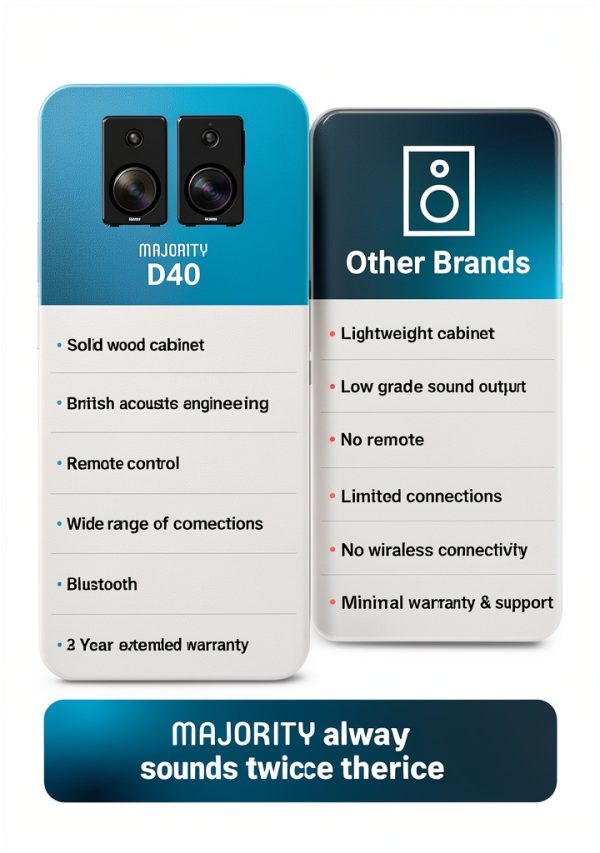 Majority D40 Bookshelf Speakers Wood-5