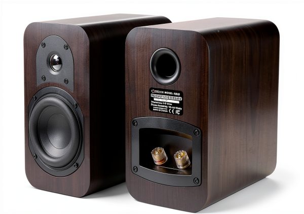 Micca Bookshelf Speakers Dark Walnut Design-1