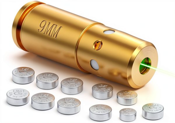 EZshoot Green Laser Bore Sight Brass Tactical 9mm-0