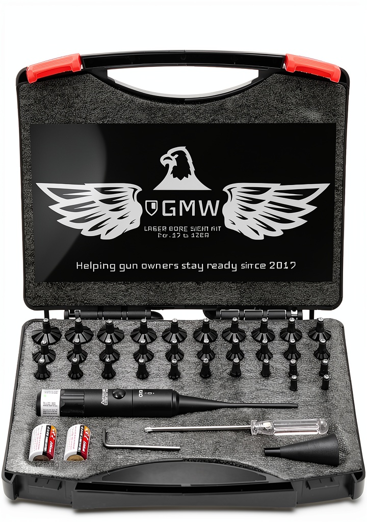 GMW Green Laser Boresighter packaged with accessories