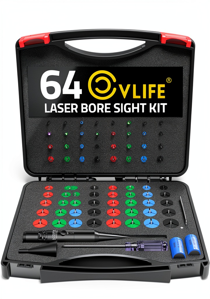 Installing CVLIFE Green Laser Bore Sight Kit with 64 Caliber Adapters on a wooden desk