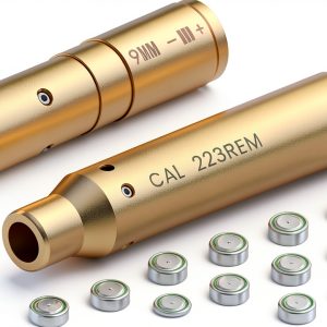 Feyachi Bore Sight Laser 9mm 223 5.56 Brass Red with Batteries-0