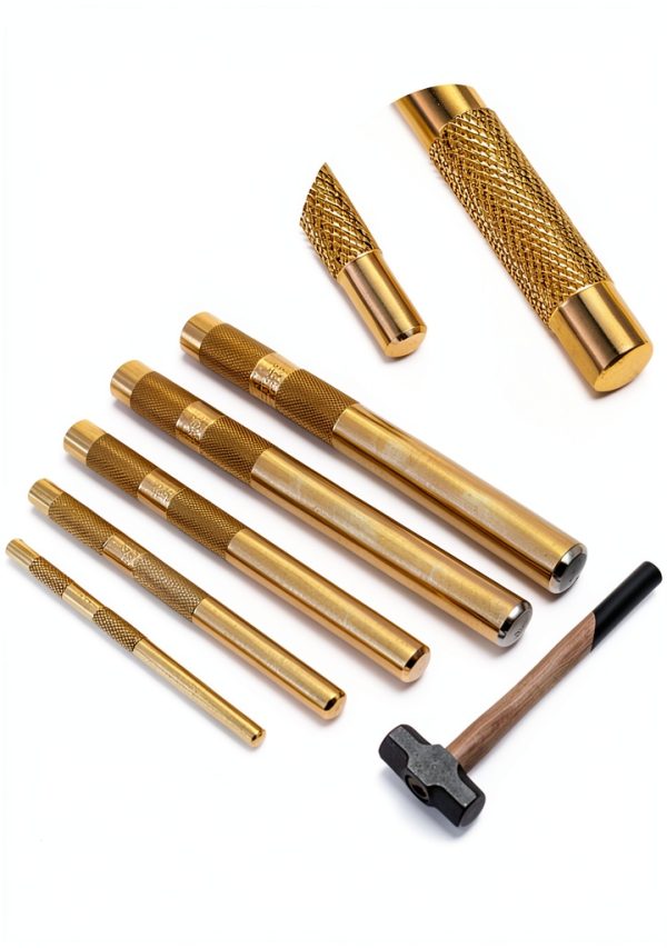 Brass Punch Set 5 Piece by CORRBPEN Orichalcum Brass Drift Punch Tools-4