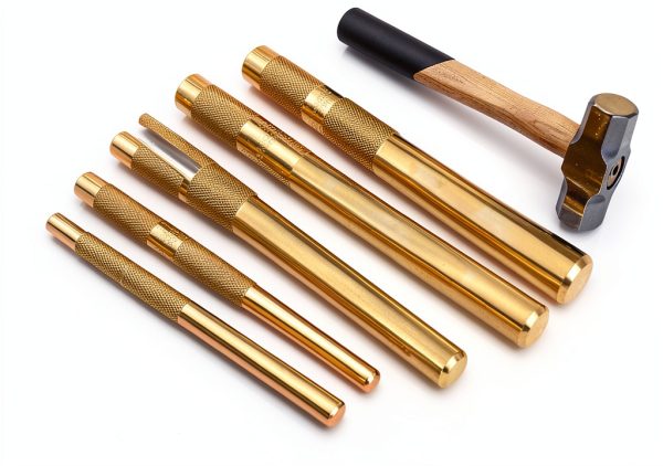 Brass Punch Set 5 Piece by CORRBPEN Orichalcum Brass Drift Punch Tools-3
