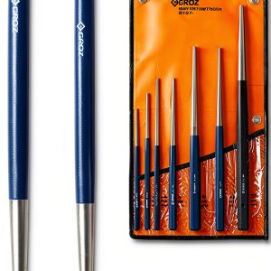 Groz 25809 Heavy Duty Drift Punch Set, 7pc with 1/8", 5/32", 3/16", 1/4", 5/16", 3/8" and 7/32"-0
