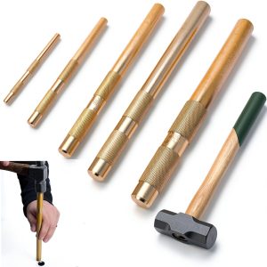 Brass Punch Set 5 Piece by CORRBPEN Orichalcum Brass Drift Punch Tools-0